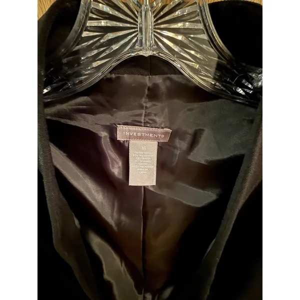 Investments Womens Size 16 Black 3 Button Front Pockets Blazer Suit Jacket Coat - Image 2