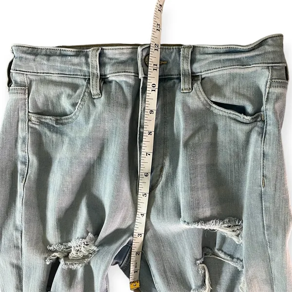 American Eagle Light Wash Distressed Super Hi-Rise Jegging Crop Jeans Sz‎ 4 - Image 3