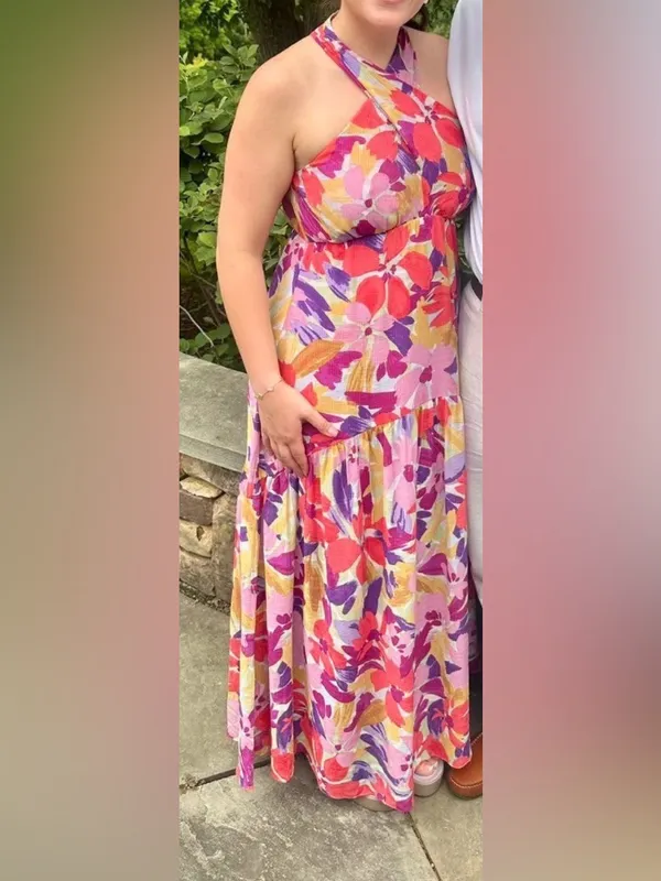 Colorful Floral Maxi Dress Pink Size 8 - Image 9