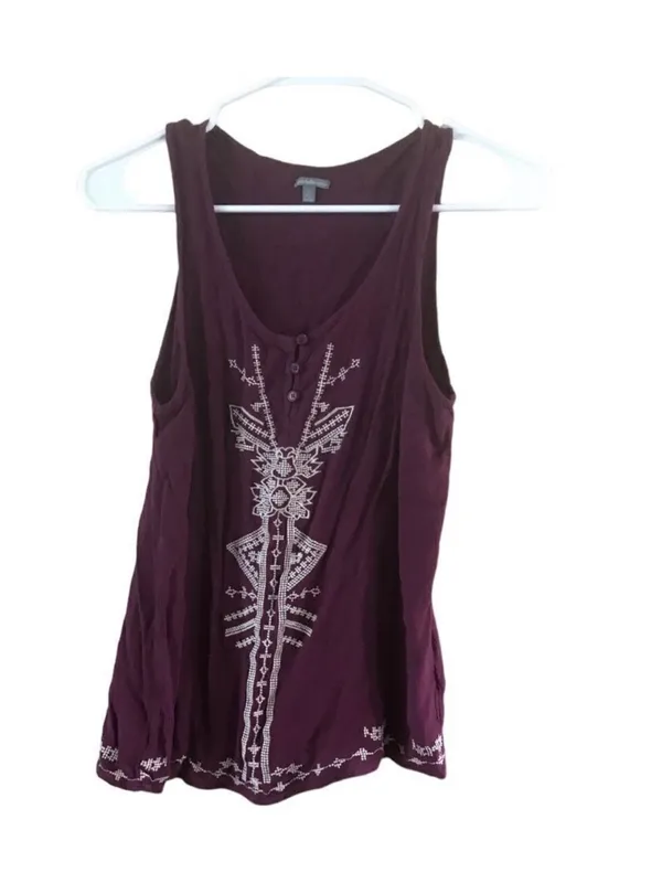 Charlotte Russe Embroidered Wine Sleeveless Tank - Image 3