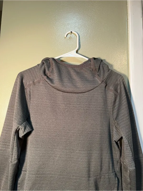 REI Co-Op Women's Size Medium Pullover Hoodie Dark Green Textured Marled Quilted - Image 2
