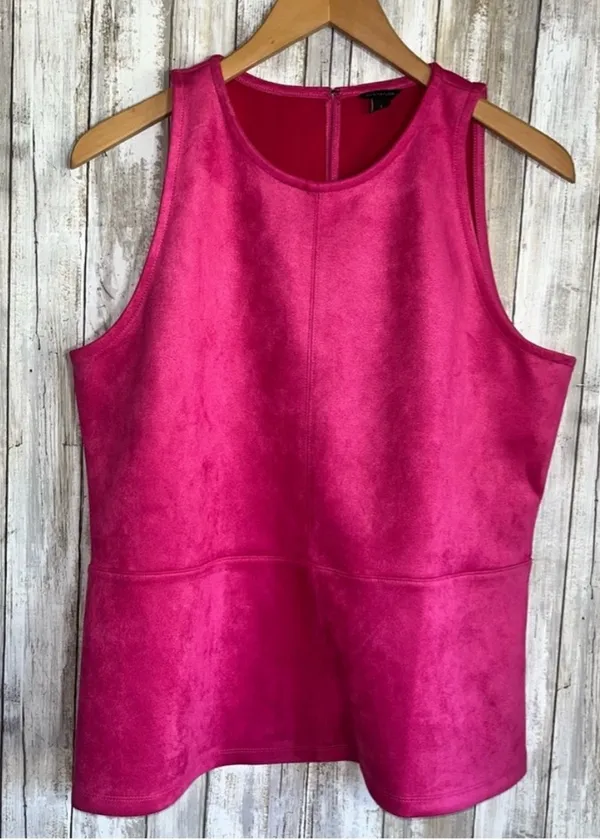 Ann Taylor Pink Suede Sleeveless Blouse •Large - Image 2