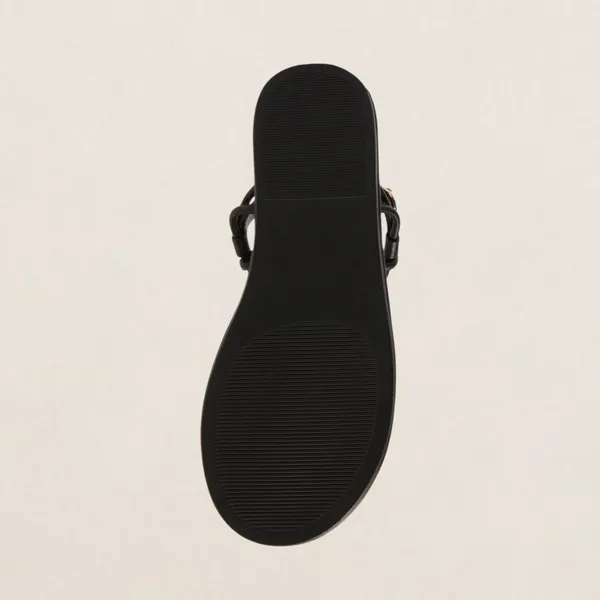 Universal Thread Black Strappy‎ Flat Sandals Gold Bead Detail Ankle Strap 7.5 - Image 5