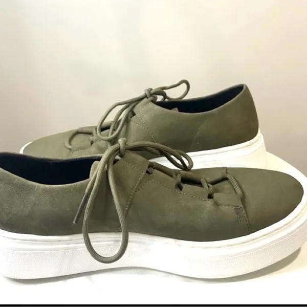 Eileen Fisher Prescot Platform Sneakers Olive Nubuck Leather Women 6.5 - Image 4