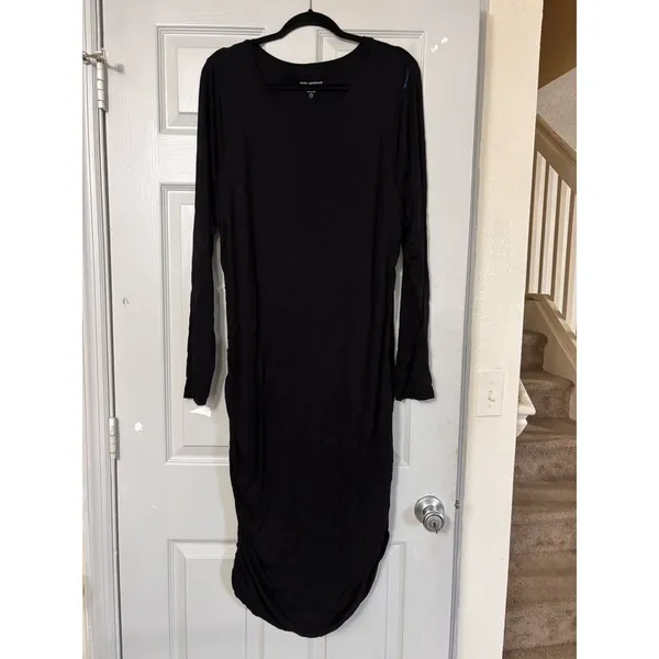 Good American Women Dress Size 7 black Jersey Slinky ruched *flaw see desc* - Image 5