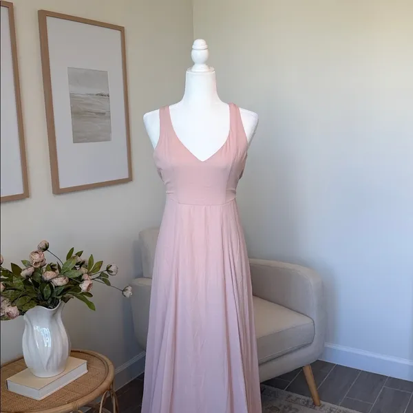 Show Me Your MuMu Jenn Maxi Dress Dusty Blush Pink Small - Image 4