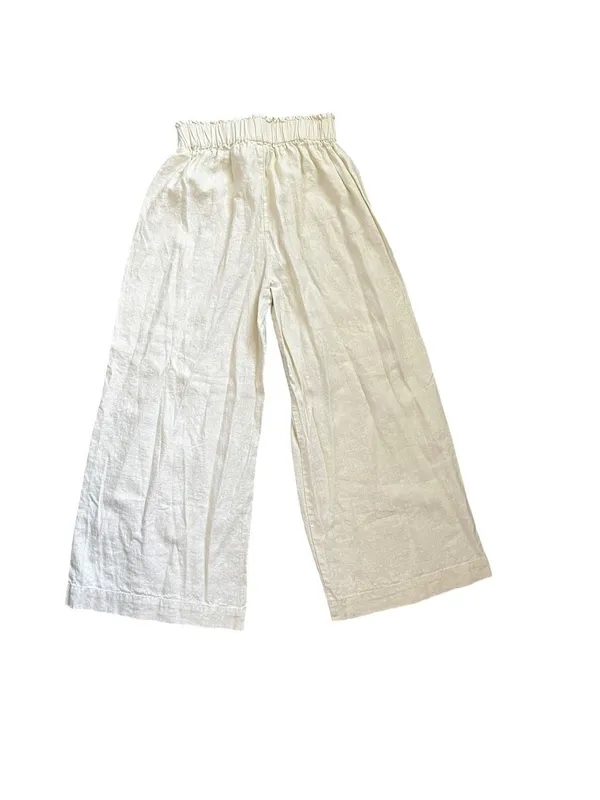 Emerson Fry Arctic Wolf Linen Blend Pull On Wide Leg Pants Cream XS - Image 6