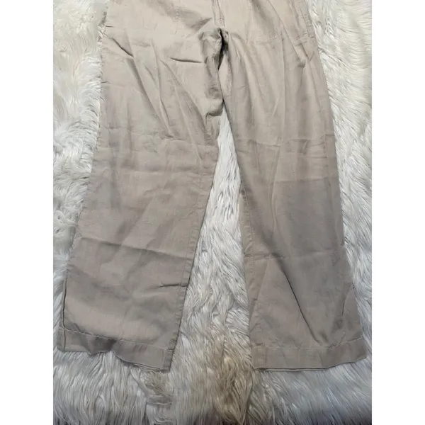 Gap Women's Size 12 Wide Leg Pants Beige Tie Waist Pockets High Rise 100% Linen - Image 5