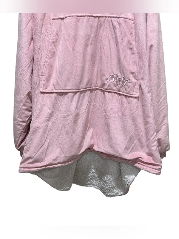 The Comfy Original Pink Oversized Sherpa Lined Hooded Blanket Hoodie One Size - Image 2