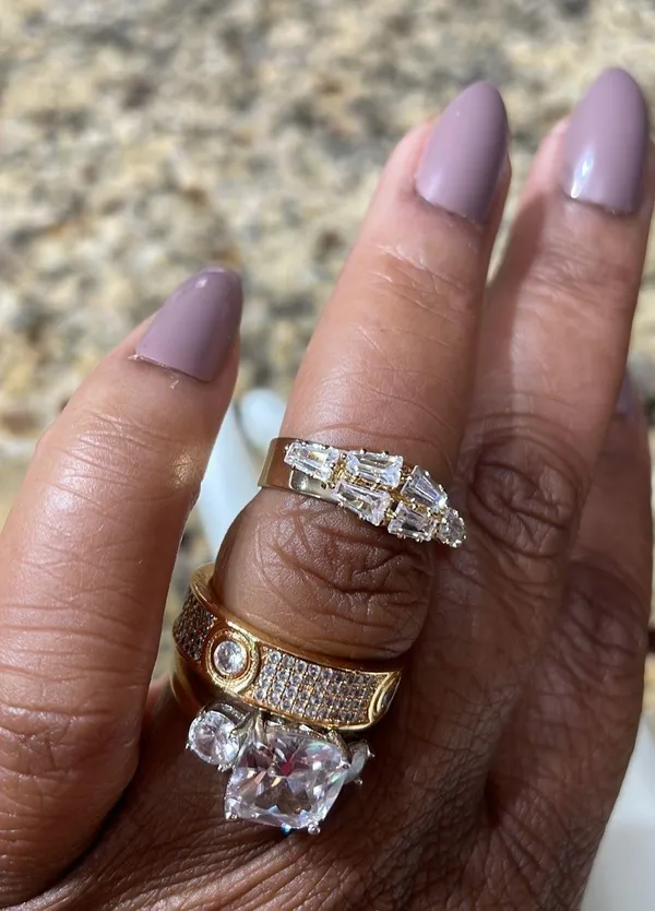 Stacked Crystal Gold Adjustable Ring - Image 10