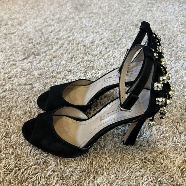 BCBG MAXAZARIA Women Size 6-6.5 Studded Rhinestone Open‎ Toe Sandals Heels Pumps - Image 3