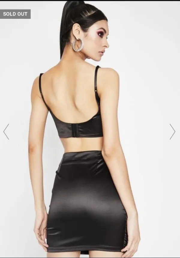 Dolls Kill Tic Toc Black Satin High Waist Mini Skirt - Image 3