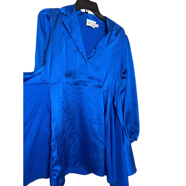 Hello Molly Love New Love Blue Satin Long Sleeve Tie‎ Front Mini Dress XS US 2 - Image 12
