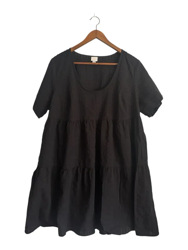A New Day Women's Black Short Sleeve Tiered Casual Babydoll Dress - Image 3