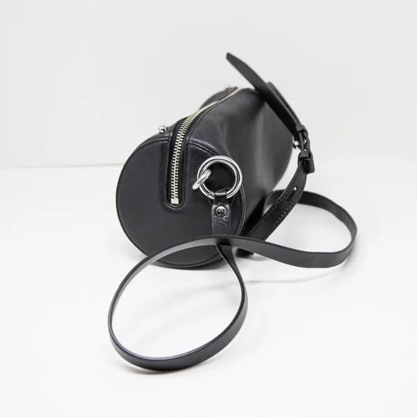 Rebecca Minkoff Barrel Circular Long Genuine Leather Crossbody Purse Bag Black - Image 3