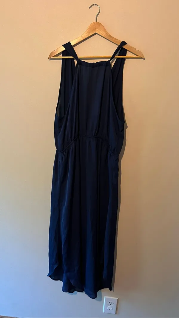 NWT Beachsissi Navy Blue Sleeveless V-Neck Elastic Waist Midi Dress Size XL - Image 3
