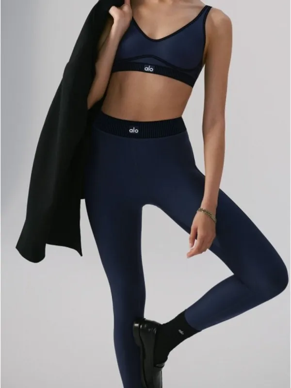 Alo Airlift High-Waist 7/8 Line Up Leggings Navy Hi-Rise Waisted Tights Skinny L - Image 6