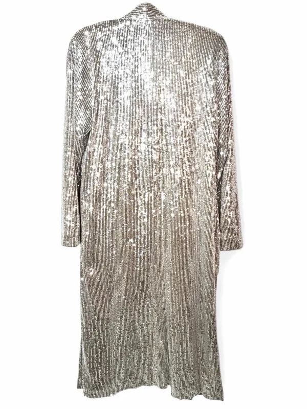 ANTHROPOLOGIE MARE MARE X Women’s Silver Sequin Duster Open Front Jacket Size S - Image 12