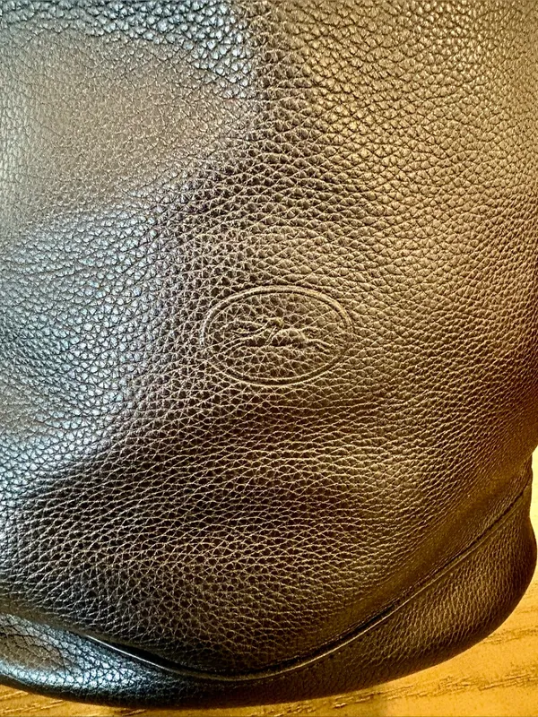 Vintage Longchamp Paris Black Pebbled Leather Drawstring Bucket Shoulder Bag - Image 3