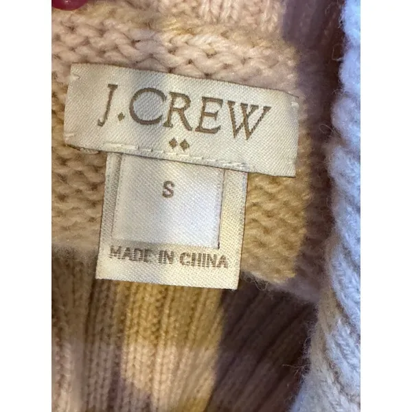 J. Crew Tan And Pink Wool Blend‎ Striped Turtleneck Pullover Sweater Size S - Image 7