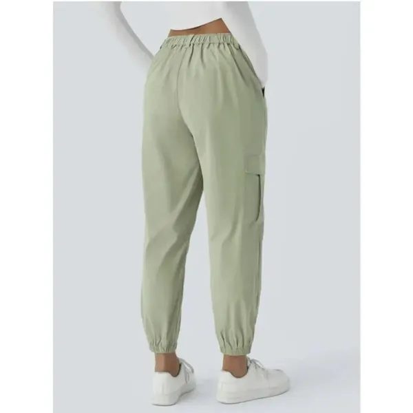 Halara Green Cargo Jogger Cotton Twill Elastic Cuffs Pockets Pants Large - Image 9