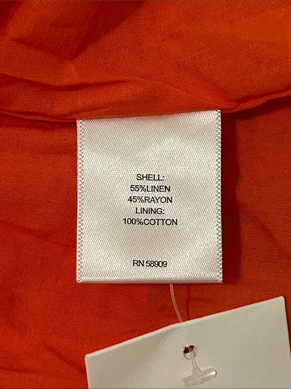A Loves A Floral Puff-Sleeve Orange Belted Linen Mini Dress New Size Small - Image 14