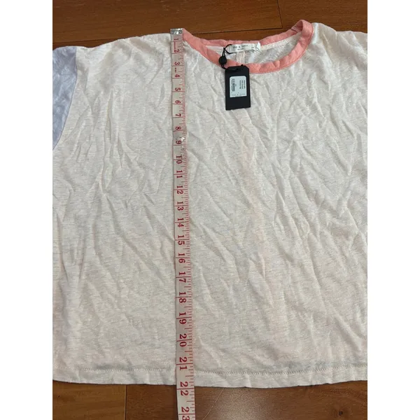 NWT Rag & Bone Payton Tee Womens Pink‎ Cloud Linen Colorblock Short Sleeve Top L - Image 4