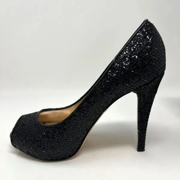 Badgley Mischka Kassidy ll Black Sequin 5 Inch‎ Heel Platform Pumps Size 8M - Image 8