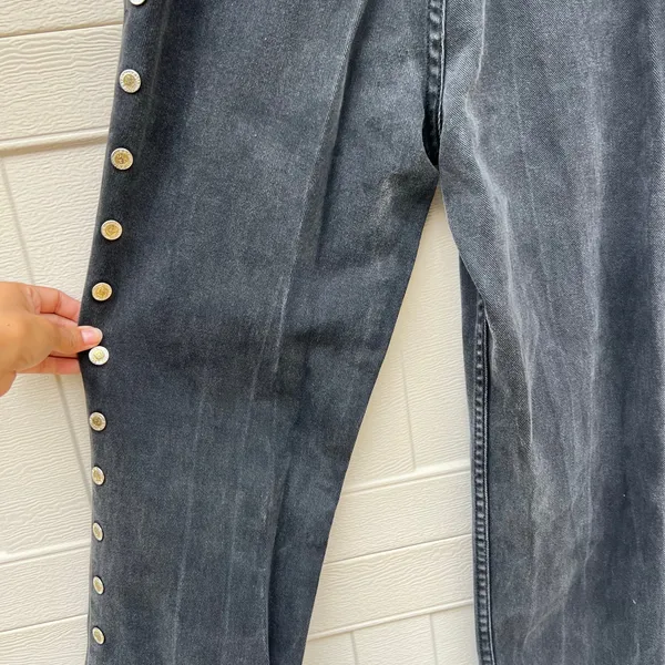 VTG Lawman Bareback Western Jeans High Rise Relaxed Fit Side Button Black Sz 5 - Image 7