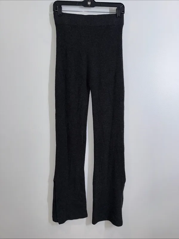 Le Ore Lodi ribbed knit flare pants side slit size medium Gray - Image 4