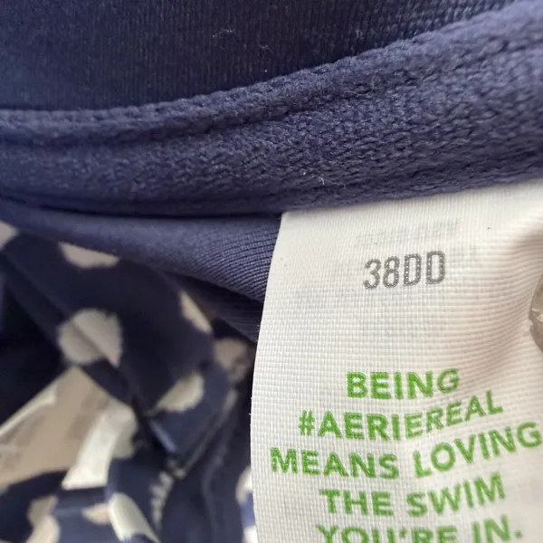 Aerie Women's 38DD Navy Blue Polka Dot Lightly Lined Underwire Bikini Swim Top - Image 6