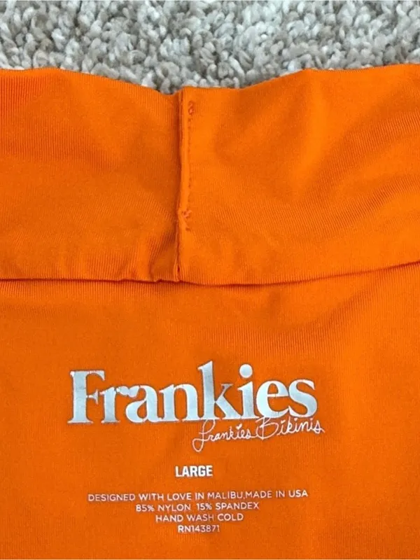 Frankie’s Bikinis Orange Ribbed Cutout Bikini Set - Image 2