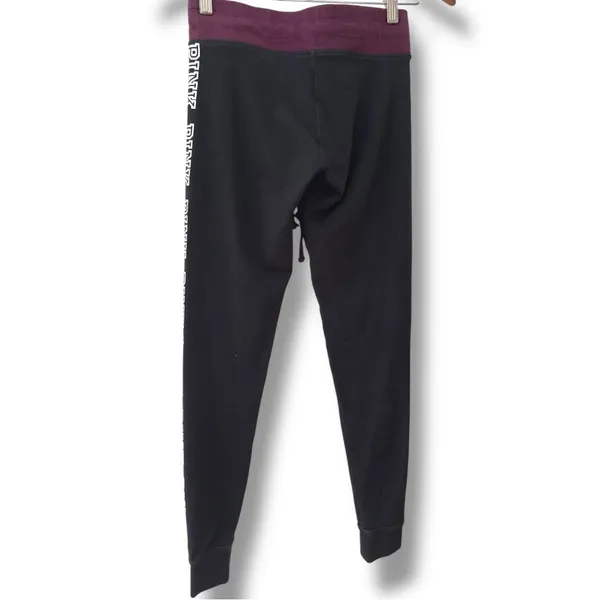 PINK Victoria's Secret | EUC Black with Plum Waistband Jogger Sweatpants (sz XS) - Image 4