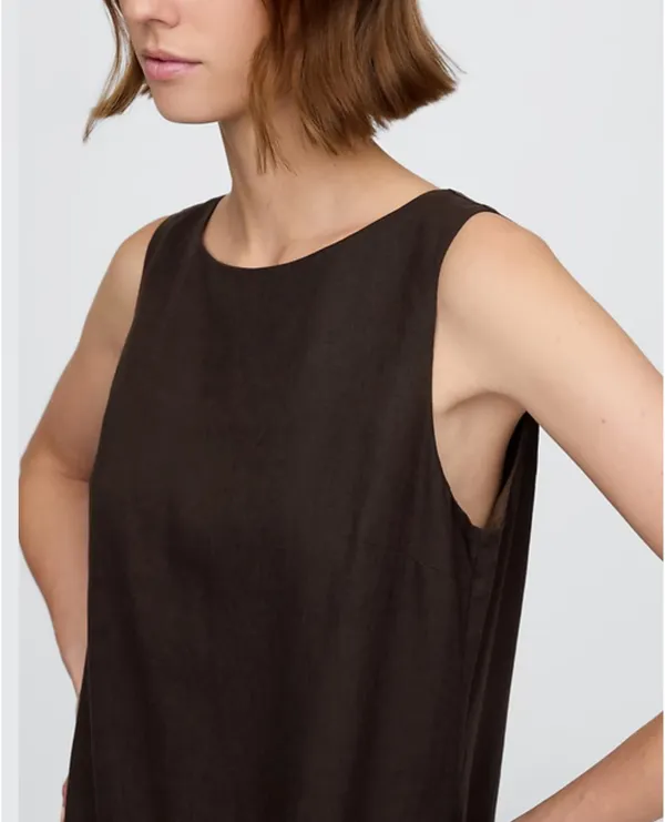 Brown Linen Gap Dress - Image 4