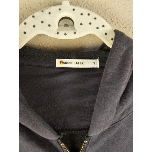 Marine Layer Womens Gray Anytime Cropped Full Zip Hoodie Sweatshirt Small - Image 3