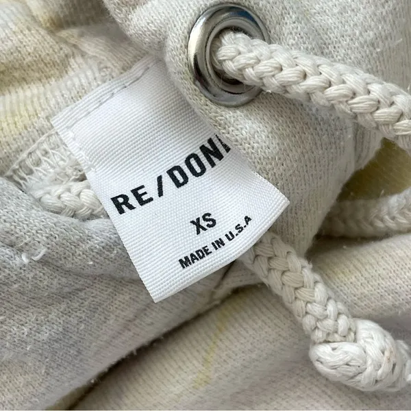 Re/Done TieDye Hoodie Sweatshirt womens Cream (xsmall) oversized casual - Image 2