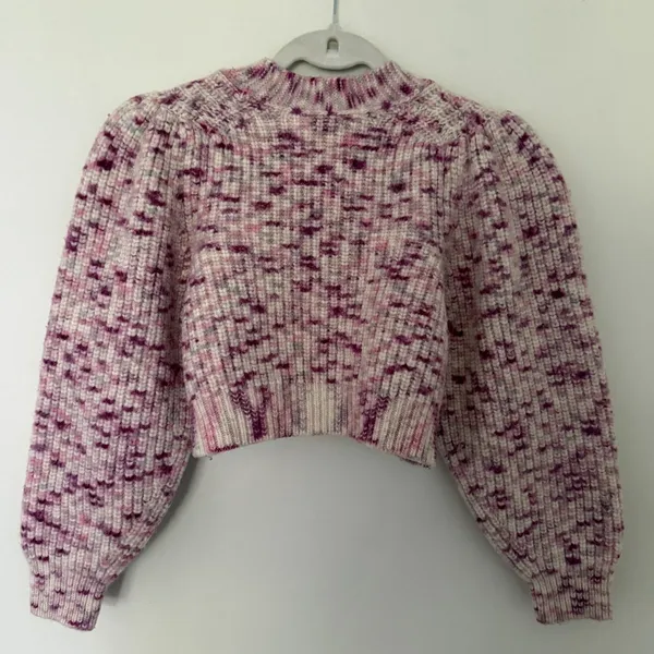 LoveShackFancy Avignon Crop Berry Medley Barbie Coquette Puff Sleeve Cardigan M - Image 3