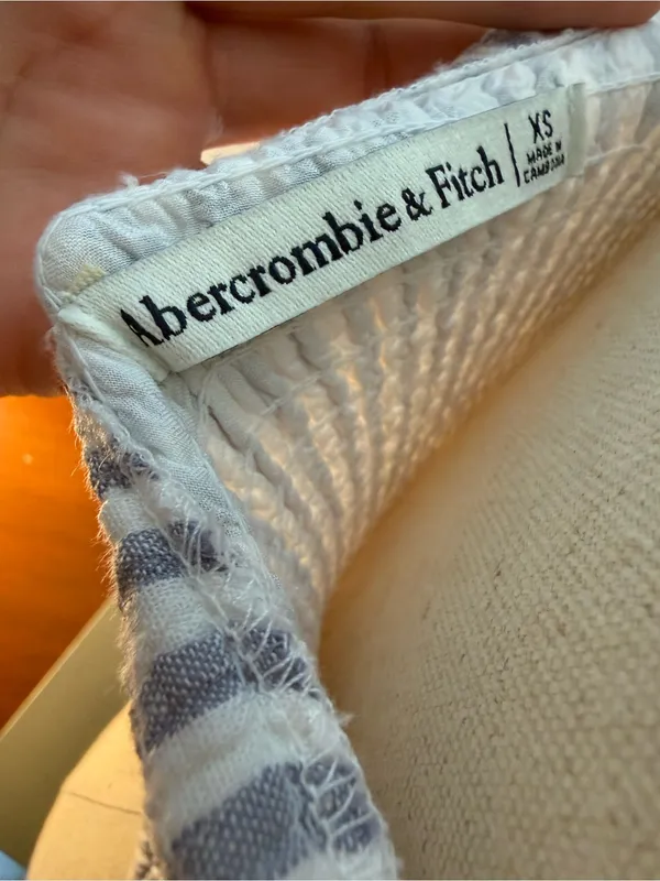 Abercrombie & Fitch Blue and White Striped Tie-Shoulder Bustier Camisole - Image 4