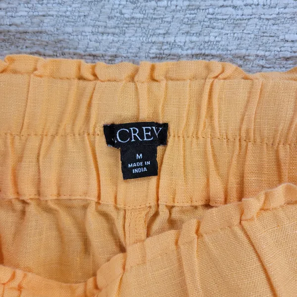 J.Crew Linen Shorts Size M Orange Paperbag Waist Elastic Pull On Pockets Summer - Image 5