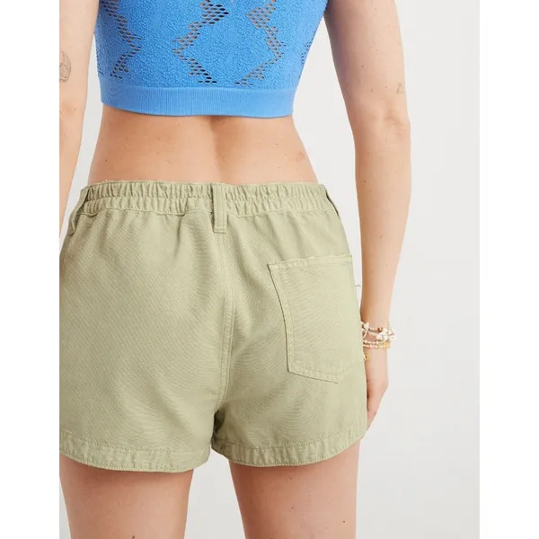 EUC Womens AERIE PLEATED‎ UTILITY SHORT green cotton lyocell pocket size L - Image 3