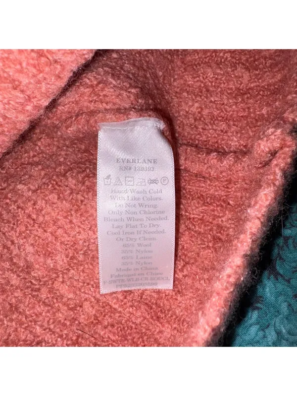 Everlane 65% WOOL Blend Coral Bouclé Woman’s Cozy Sweater, Size Small Outdoor - Image 6
