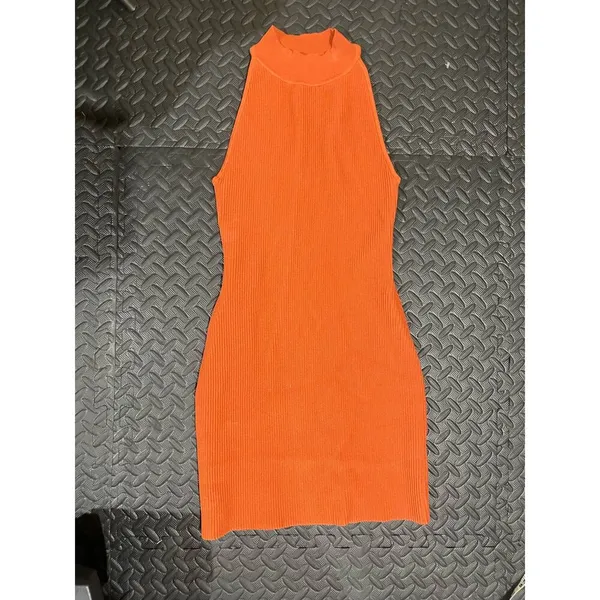 Aritzia Babaton Sculpt Knit Halter Mini Dress XS Flambeau Red Orange Bodycon - Image 11
