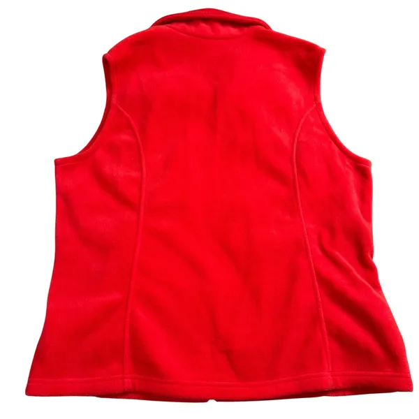Columbia Fleece Vest Women XL Red Full Zip Mock Neck Outdoor‎ Gorpcore Layering - Image 3