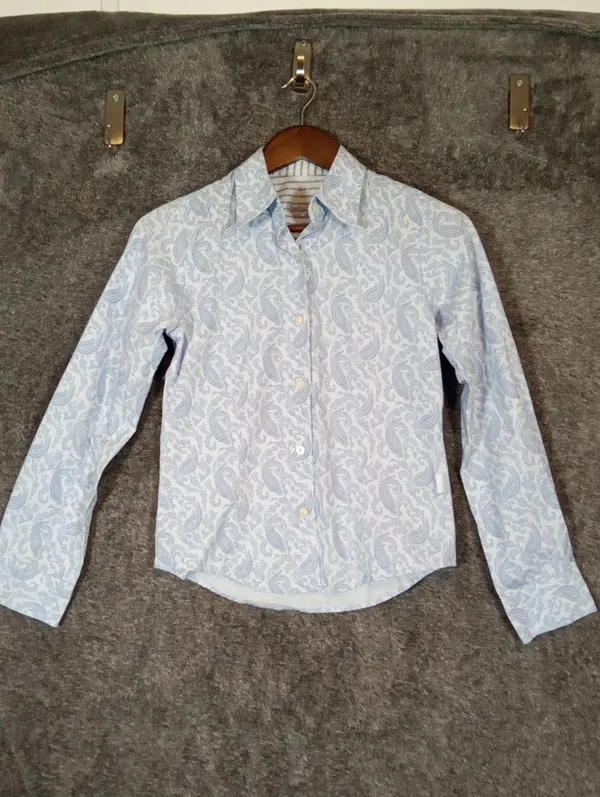 Barbour Womens Button Front Shirt Blouse Paisley Print Office Fitted Profession - Image 4