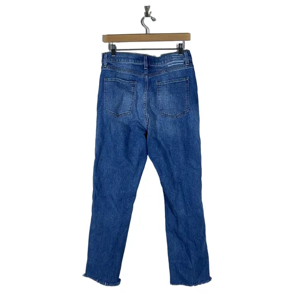 Revice Denim Distressed Straight Leg Jeans Blue Medium Wash Raw Hem Size 32 - Image 4