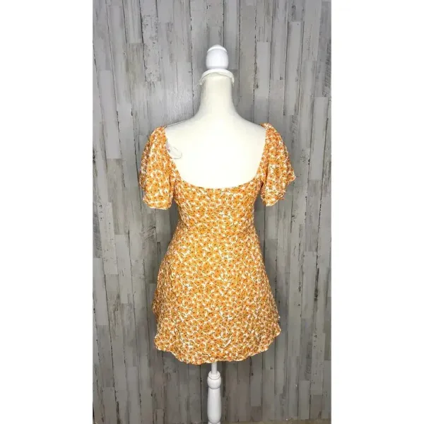 MINKPINK Women's Size‎ Small Sun Valley Orange V-Neck Floral Mini Dress - Image 7