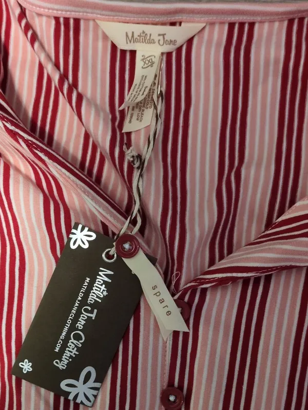 Matilda Jane Red Pink Striped Midi Dress Size XXL - Image 4