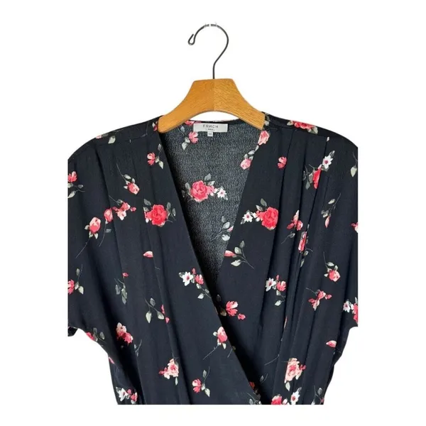 FRNCH Paris Dress Women Small Black Red Floral‎ Print Fit And Flare Mini Boho - Image 5