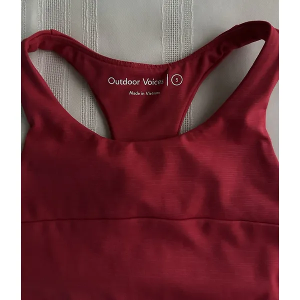 Outdoor Voices Red 2-Piece Activewear Set Racerback Sports Bra + Shorts S - Image 8