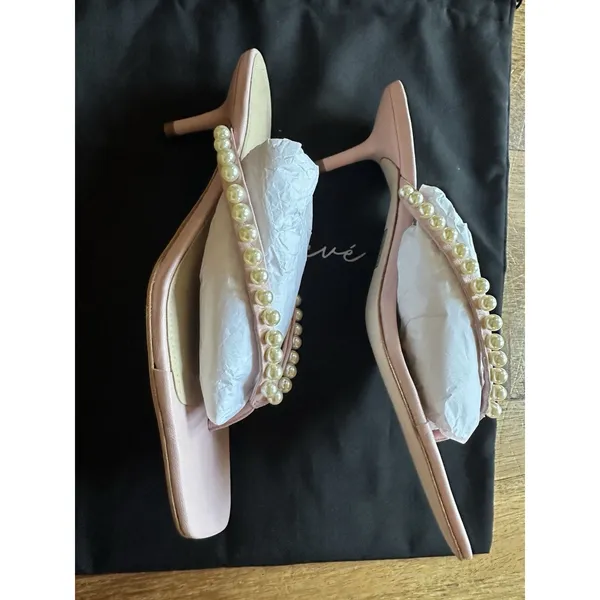 22élevé Pearl Embellished Leather Thong Sandals Ballet Pink Size 38 1/2~8US~NEW - Image 3